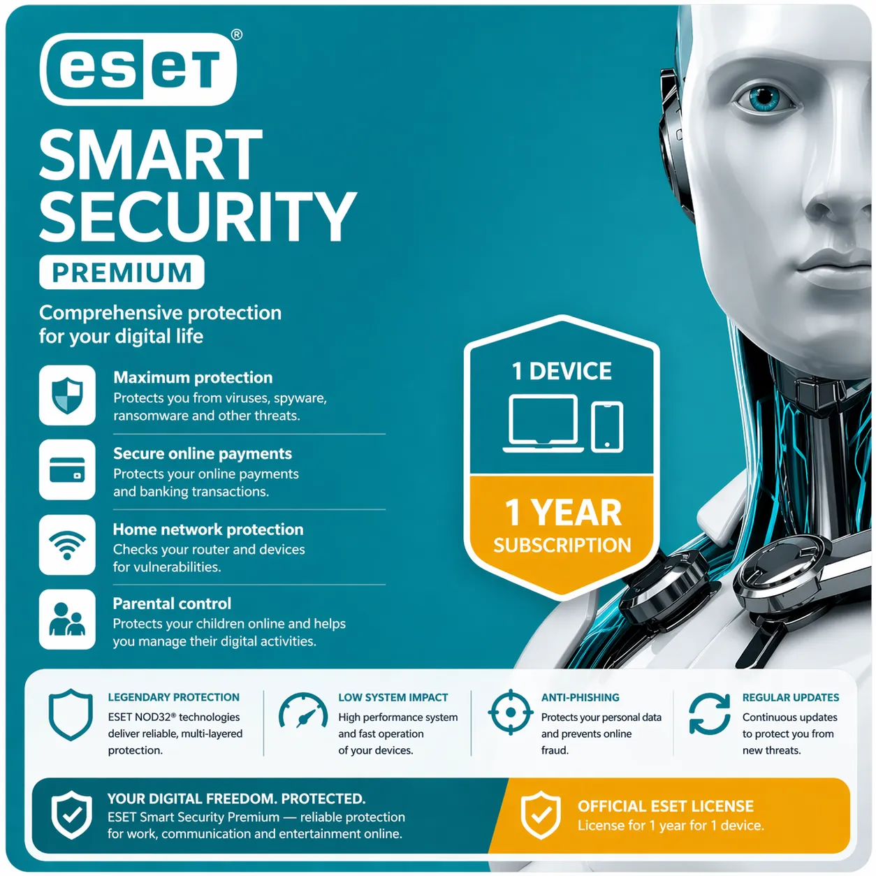 ESET Smart Security Premium – جهاز واحد | مفتاح سنة